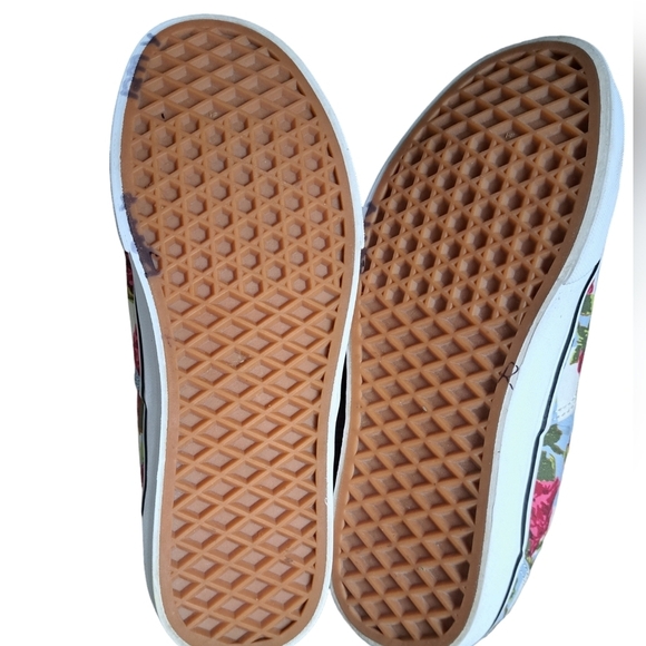 VANS checkerboard roses floral lace up Canvas Low Skate sneakers coastal 7.5 - Picture 10 of 10